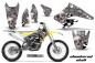 Preview: Checkered Skull Hintergrund = Silber, Designfarbe = Silber ohne Nummernfeldern für Suzuki RMZ 250 2004-2006