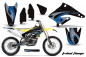 Preview: Tribal Flames Hintergrund = Schwarz, Designfarbe = Blau ohne Nummernfeldern für Suzuki RMZ 250 2004-2006