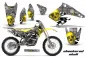 Preview: Checkered Skull Hintergrund = Silber, Designfarbe = Gelb mit Nummernfeldern für Suzuki RMZ 250 2004-2006