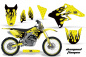 Preview: Diamond Flames Hintergrund = Gelb, Designfarbe = Schwarz mit Nummernfeldern für Suzuki RMZ 250 2007-2009