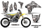 Preview: Checkered Skull Hintergrund = Silber, Designfarbe = Silber mit Nummernfeldern für Suzuki RMZ 450 2005-2006