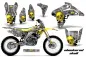 Preview: Checkered Skull Hintergrund = Silber, Designfarbe = Gelb mit Nummernfeldern für Suzuki RMZ 450 2005-2006