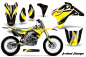 Preview: Tribal Flames Hintergrund = Schwarz, Designfarbe = Gelb mit Nummernfeldern für Suzuki RMZ 450 2005-2006