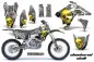 Preview: Checkered Skull Hintergrund = Silber, Designfarbe = Gelb mit Nummernfeldern für Suzuki RMZ 450 2007