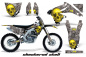 Preview: Checkered Skull Hintergrund = Silber, Designfarbe = Gelb mit Nummernfeldern für Suzuki RMZ 450 2008-2017