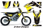 Preview: Tribal Flames Hintergrund = Schwarz, Designfarbe = Gelb mit Nummernfeldern für Suzuki RMZ 450 2008-2017