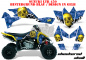 Preview: Tribal Flames Hintergrund = Blau, Designfarbe = Gelb für Suzuki LTR 450