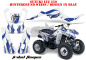 Preview: Tribal Flames Hintergrund = Weiß, Designfarbe = Blau für Suzuki LTZ 250