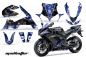 Preview: Mad-Hatter Hintergrund = Blau, Designfarbe = Schwarz für Yamaha YZF R1 2004-2006