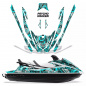 Preview: Psycho Kraken Hintergrund = Schwarz, Designfarbe = Teal Blau für Yamaha VX Cruiser/VX Deluxe 2015-2020