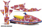 Preview: Psycho Kraken Hintergrund = Pink, Designfarbe = Orange für Yamaha Wave Raider 1994-1996