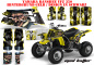 Preview: Mad-Hatter Hintergrund = Gelb, Designfarbe = Schwarz für Yamaha Banshee YFZ 350