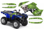 Preview: Checkered Skull Hintergrund = Grün, Designfarbe = Silber für Yamaha Grizzly 700/550 2007-2014
