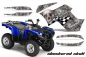 Preview: Checkered Skull Hintergrund = Silber, Designfarbe = Silber für Yamaha Grizzly 700/550 2007-2014