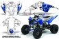 Preview: Checkered Skull Hintergrund = Weiß, Designfarbe = Blau für Yamaha Raptor YFM 700 2006-2012