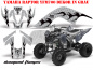 Preview: Diamond Flames Hintergrund = Silber, Designfarbe = Schwarz für Yamaha Raptor YFM 700 2006-2012