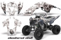 Preview: Checkered Skull Hintergrund = Weiß, Designfarbe = Silber für Yamaha Raptor YFM 700 2006-2012