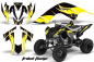 Preview: Tribal Flames Hintergrund = Schwarz, Designfarbe = Gelb für Yamaha Raptor YFM 700 2006-2012