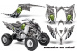 Preview: Checkered Skull Hintergrund = Silber, Designfarbe = Grün für Yamaha Raptor YFM 700R 2013+