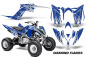 Preview: Diamond Flames Hintergrund = Blau, Designfarbe = Silber für Yamaha Raptor YFM 700R 2013+