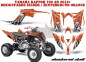 Preview: Checkered Skull Hintergrund = Orange, Designfarbe = Silber für Yamaha Raptor YFM 700R 2013+