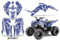 Preview: Butterfly Hintergrund = Blau, Designfarbe = Weiß für Yamaha Raptor 90 2009-2015