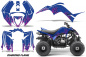 Preview: Diamond Flames Hintergrund = Blau, Designfarbe = Lila für Yamaha Raptor 90 2016+