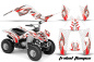 Preview: Tribal Flames Hintergrund = Weiß, Designfarbe = Rot für Yamaha Raptor 80
