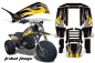 Preview: Tribal Flames Hintergrund = Schwarz, Designfarbe = Gelb für Yamaha Shaft DX 225 3 Wheeler 1983-1985
