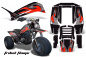 Preview: Tribal Flames Hintergrund = Schwarz, Designfarbe = Rot für Yamaha Shaft DX 225 3 Wheeler 1983-1985