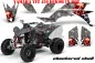 Preview: Checkered Skull Hintergrund = Silber, Designfarbe = Rot für Yamaha YFZ 450 2004-2008 & 2012-2014
