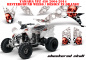Preview: Checkered Skull Hintergrund = Weiß, Designfarbe = Rot für Yamaha YFZ 450 2004-2008 & 2012-2014