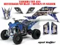 Preview: Mad-Hatter Hintergrund = Blau, Designfarbe = Silber für Yamaha YFZ 450 2004-2008 & 2012-2014