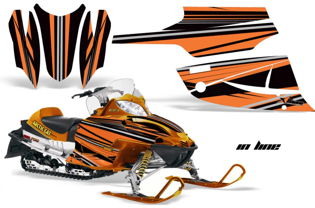 In Line Hintergrund = Schwarz, Designfarbe = Orange für Arctic Cat Firecat/Sabercat (F5, F6, F7) 2003-2006