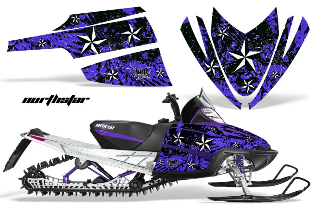 Northstar Hintergrund = Blau, Designfarbe = Weiß für Arctic Cat M Series/Crossfire Schneemobil 2007-2011