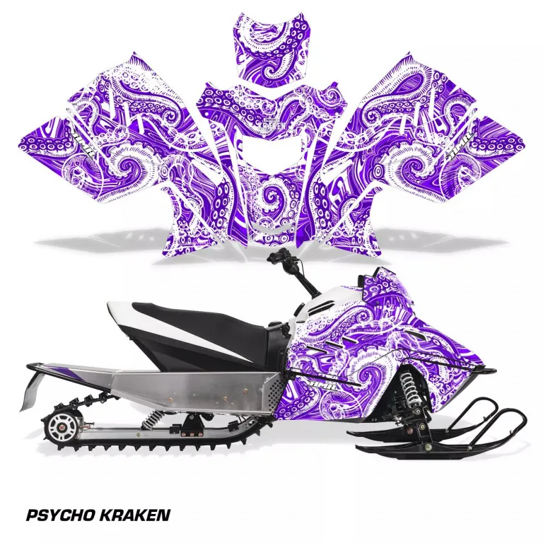 Psycho Kraken Hintergrund = Lila, Designfarbe = Weiß für Arctic Cat ZR 200 Schneemobil 2018-2024