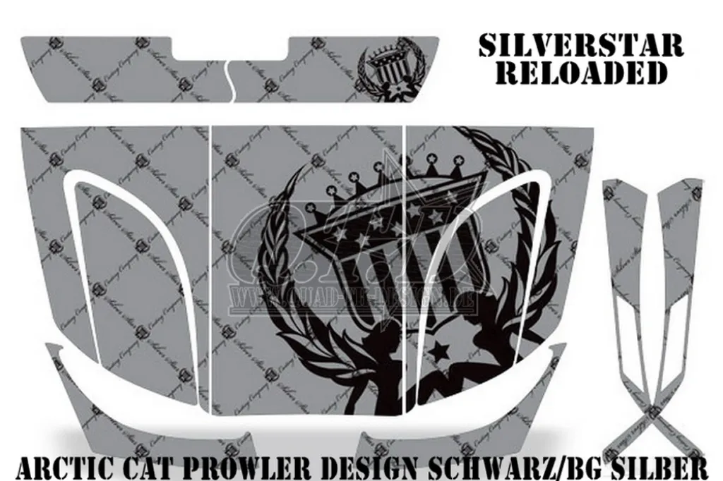 SilverStar Silverhaze - Reloaded Hintergrund = Silber, Designfarbe = Schwarz für Arctic-Cat Prowler XP/HD 09-15