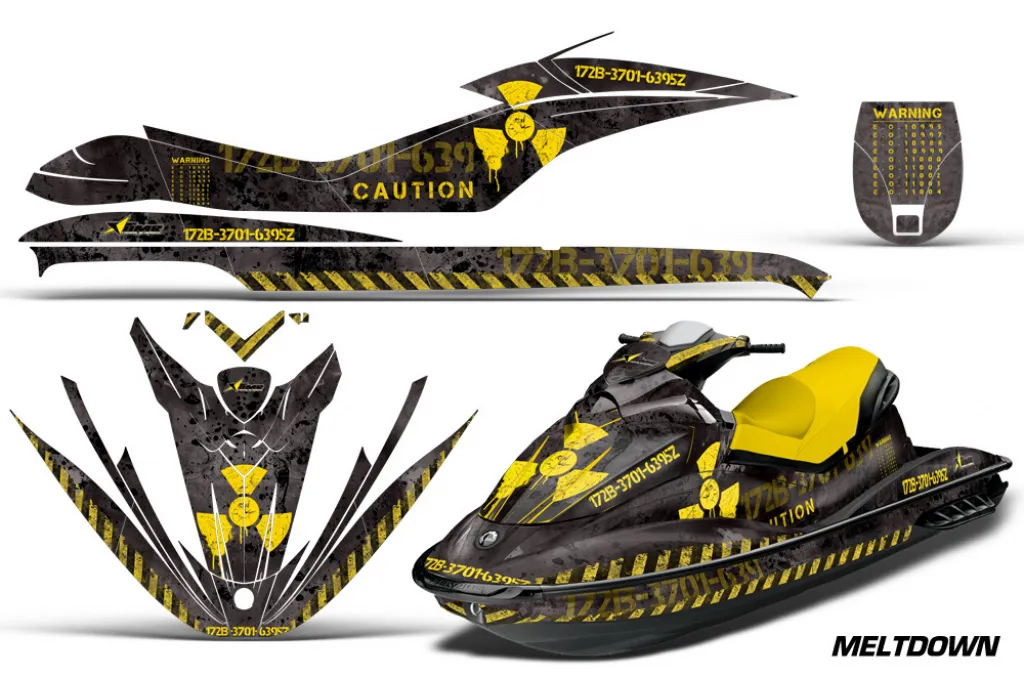 Meltdown Hintergrund = Schwarz, Designfarbe = Gelb für CAN-AM Sea Doo GTI Sitdown 2006-2010