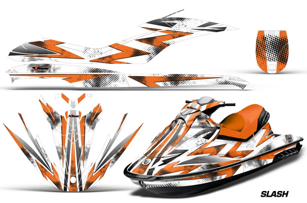Slash Hintergrund = Weiß, Designfarbe = Orange für CAN-AM Sea Doo GTI Sitdown 2006-2010