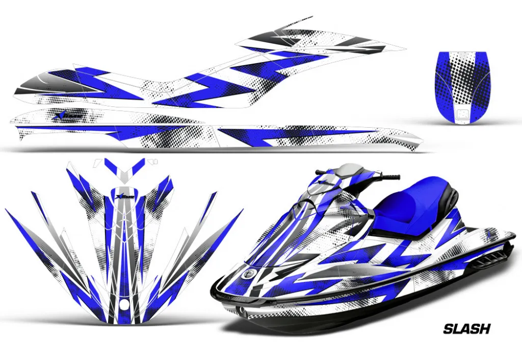 Slash Hintergrund = Weiß, Designfarbe = Blau für CAN-AM Sea Doo GTI Sitdown 2006-2010