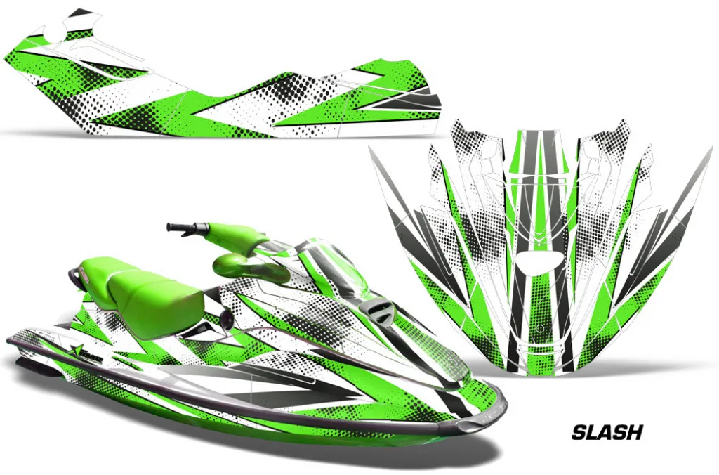 Slash Hintergrund = Weiß, Designfarbe = Grün für CAN-AM Sea Doo GTX Siege Avant Sitdown 1996-1999