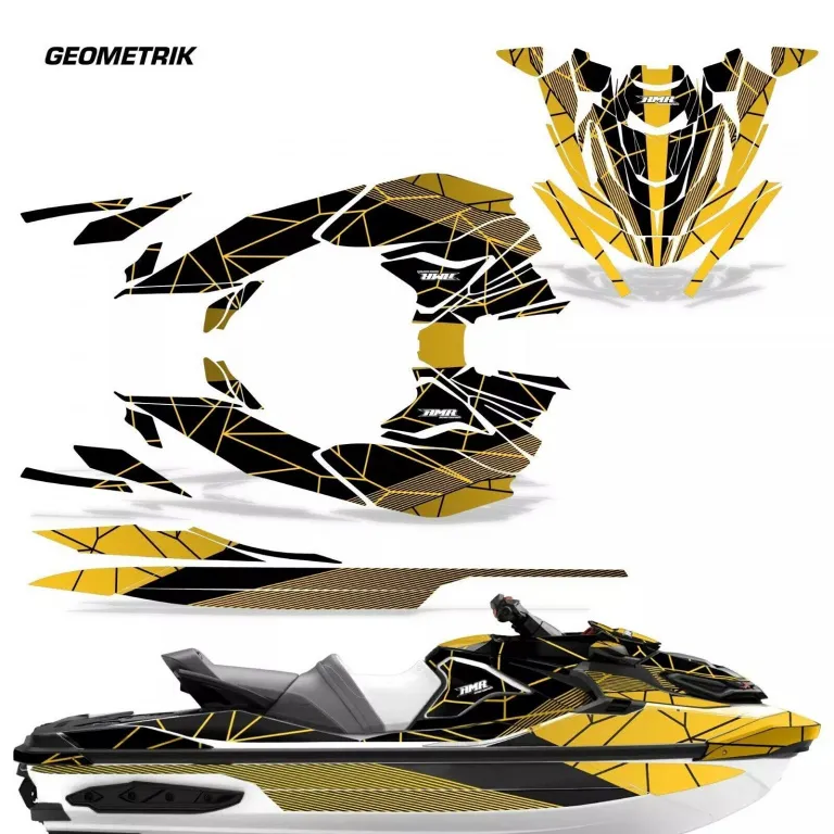 Geometrik Hintergrund = Schwarz, Designfarbe = Gelb für CAN-AM Sea-Doo RXT X GTX 300 2018-2024