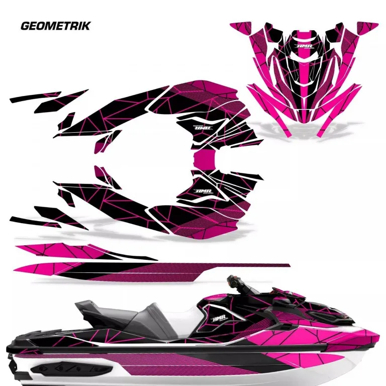 Geometrik Hintergrund = Schwarz, Designfarbe = Pink für CAN-AM Sea-Doo RXT X GTX 300 2018-2024
