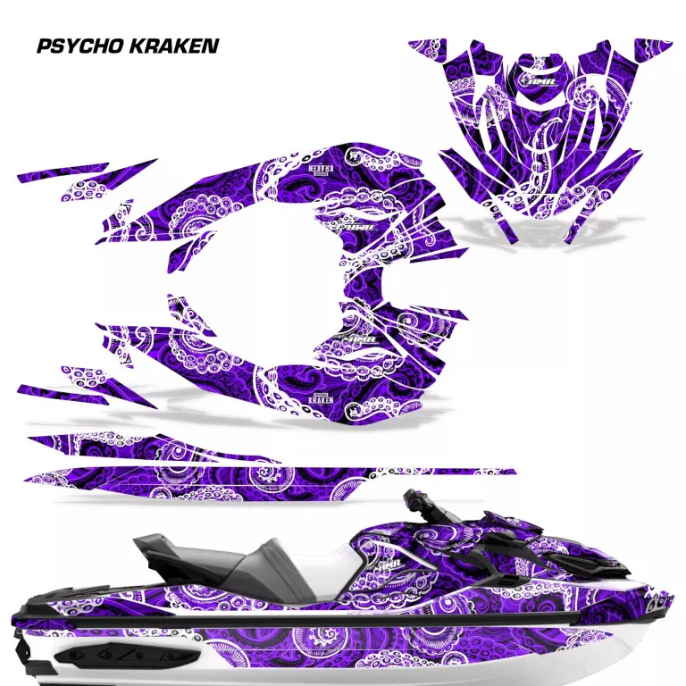 Psycho Kraken Hintergrund = Lila, Designfarbe = Schwarz für CAN-AM Sea-Doo RXT X GTX 300 2018-2024
