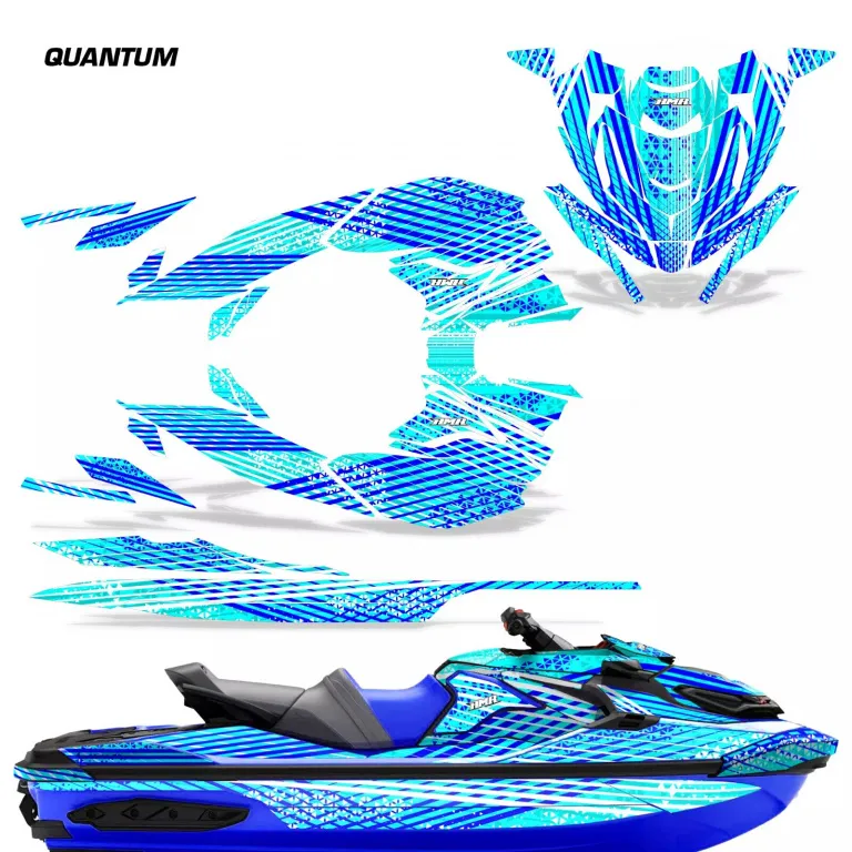 Quantum Hintergrund = Teal Blau, Designfarbe = Blau für CAN-AM Sea-Doo RXT X GTX 300 2018-2024
