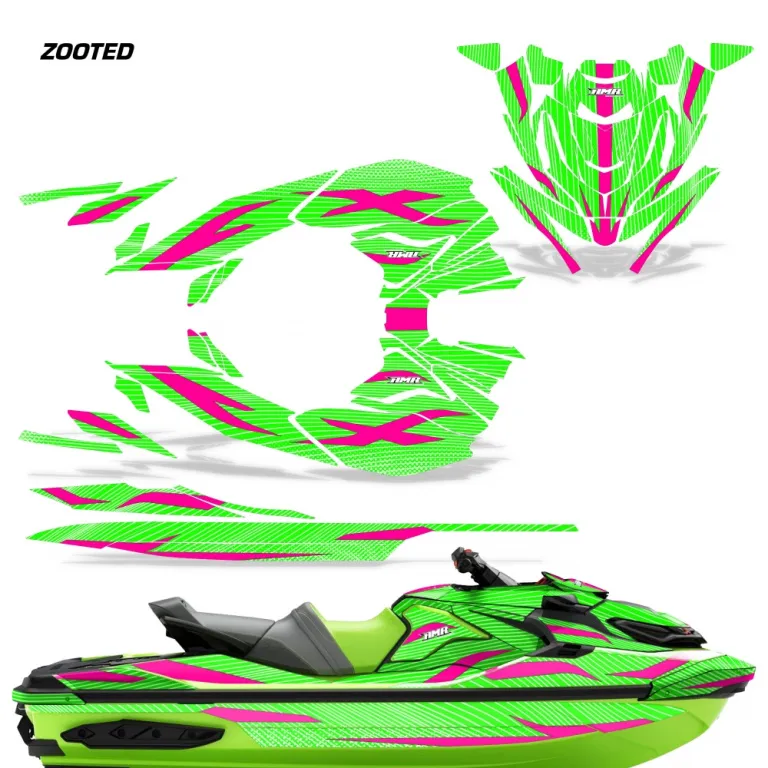 Zooted Hintergrund = Grün, Designfarbe = Pink für CAN-AM Sea-Doo RXT X GTX 300 2018-2024