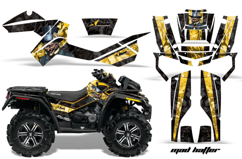 Mad Hatter Background = Black, Design color = Yellow for CAN-AM Outlander MAX 500/650/800 2006-2012