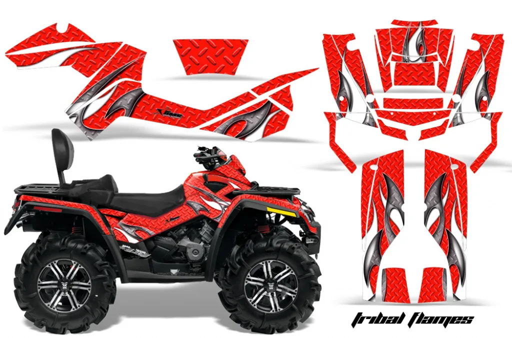 Tribal Flame Background = Red, Design color = White for CAN-AM Outlander MAX 500/650/800 2006-2012