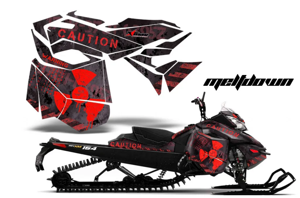 Meltdown Hintergrund = Schwarz, Designfarbe = Rot für CAN-AM Ski Doo Rev XM Summit Sled 2013-2016