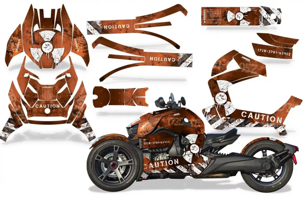 Meltdown Hintergrund = Orange, Designfarbe = Weiß für CAN-AM Ryker Rally up 2022+